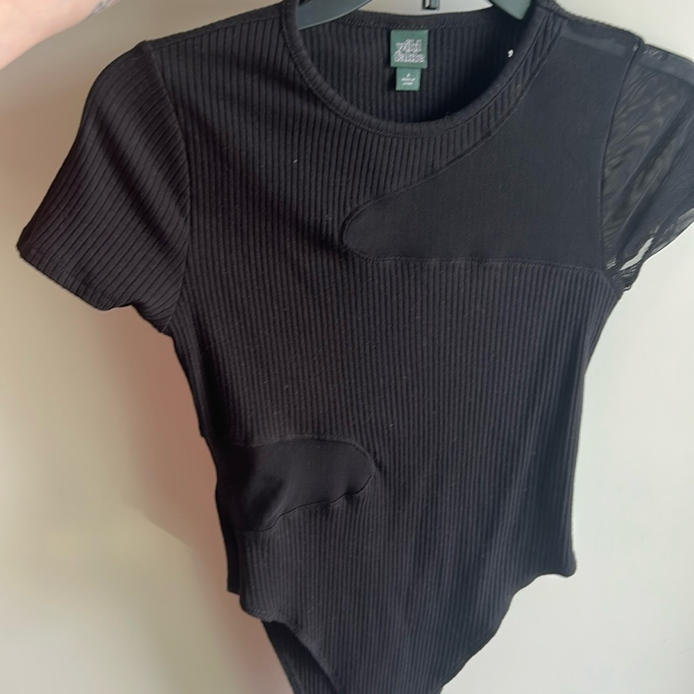 Wild fable Black Short Sleeve Bodysuit